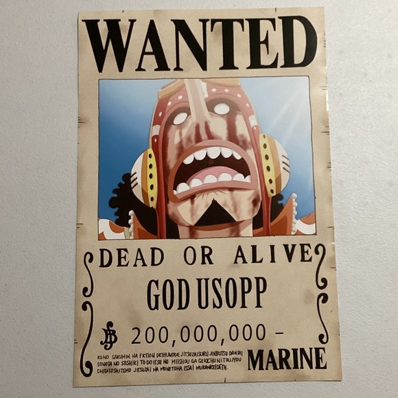 Other - One Piece God Usopp Dead or Alive Wanted Poster 200000000 Marine